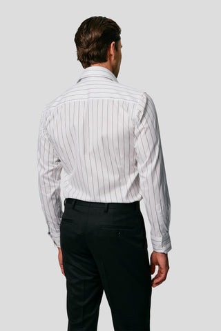 Signatur poplin skjorte hvid slim med sorte striber Shirtmakers