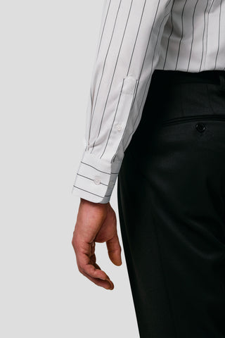 Signatur poplin skjorte hvid slim med sorte striber Shirtmakers