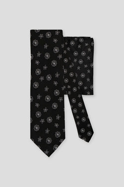 Slips & lommekluds pakke (Sort med hvide blomster)
