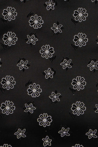 Sort lommeklud med hvide blomster PVD