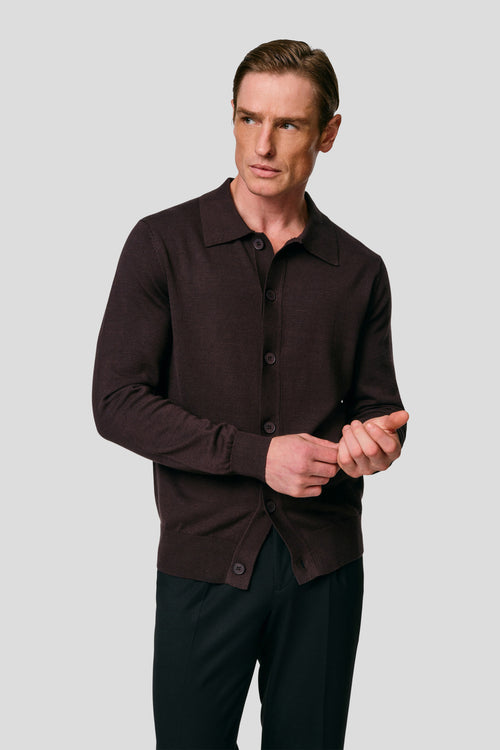 Brun polo cardigan