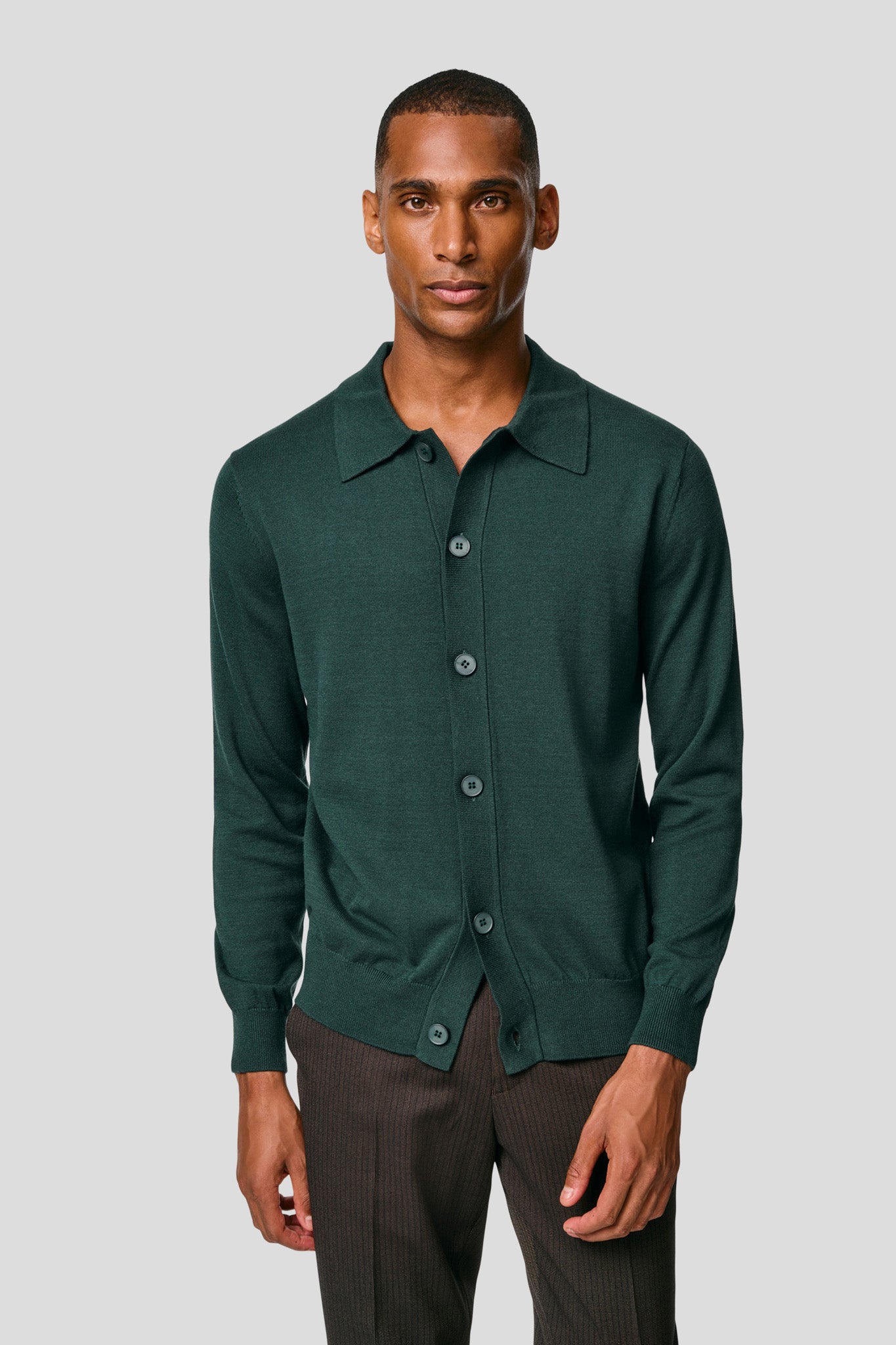 Mørkegrøn polo cardigan HVIID