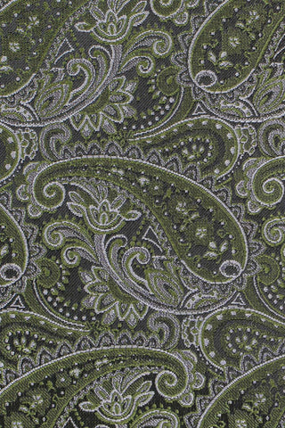 Grøn & hvid paisley slips PVD