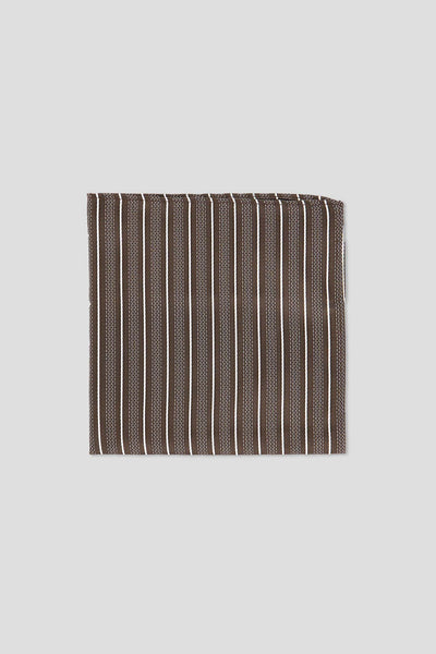 Brun & hvid lommeklud med striber
