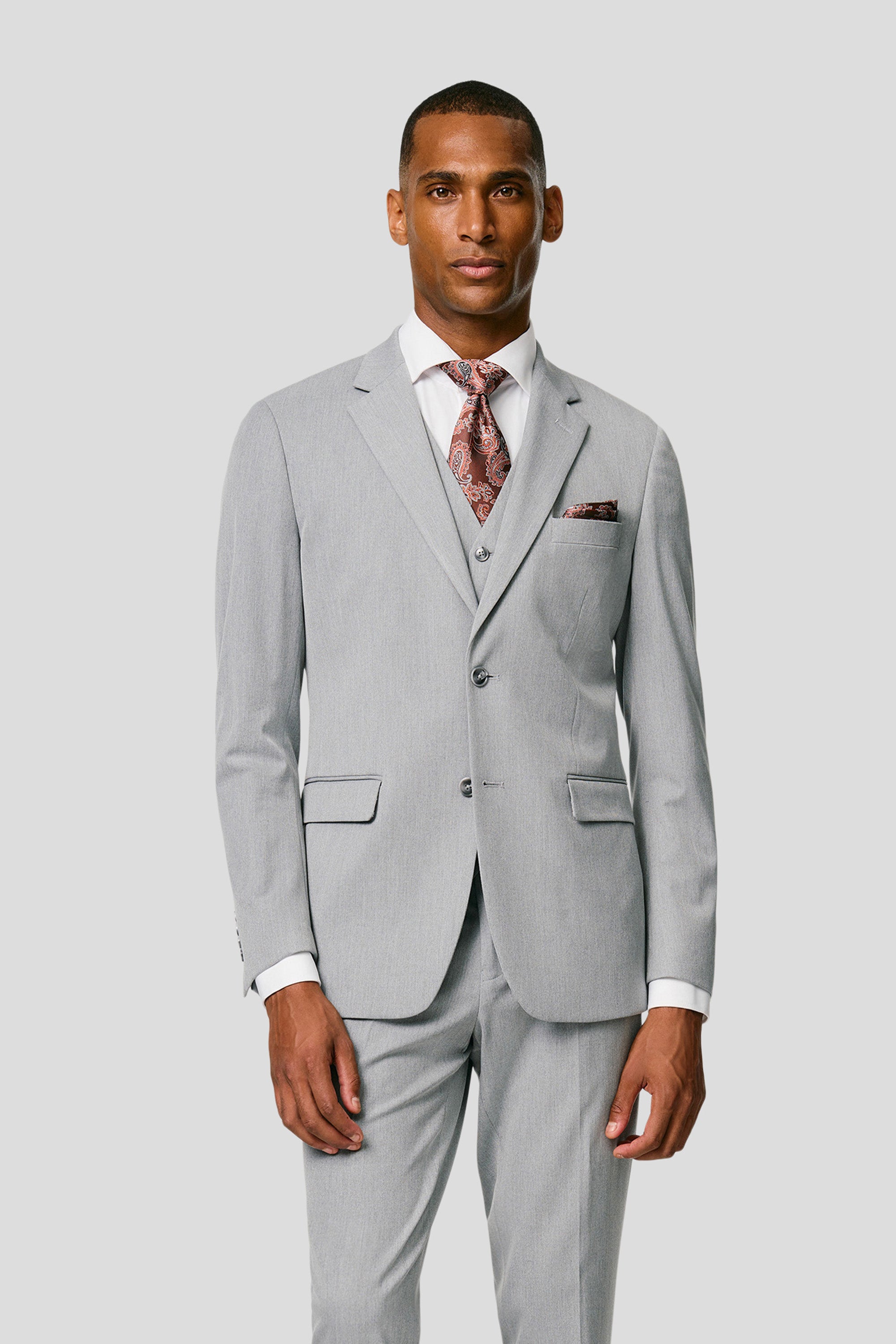 PRESTIGE lysegråt three-piece jakkesæt MBO
