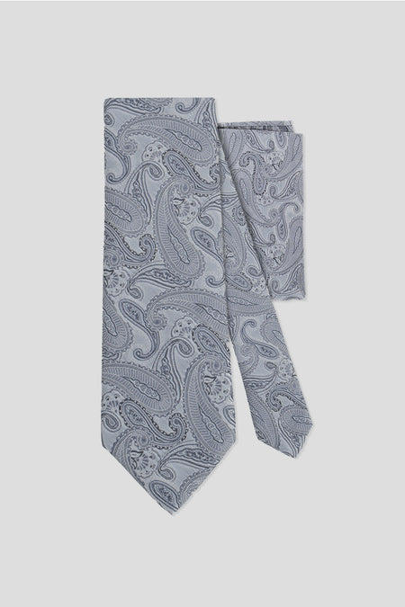 Slips & lommekluds pakke (Sølv paisley)
