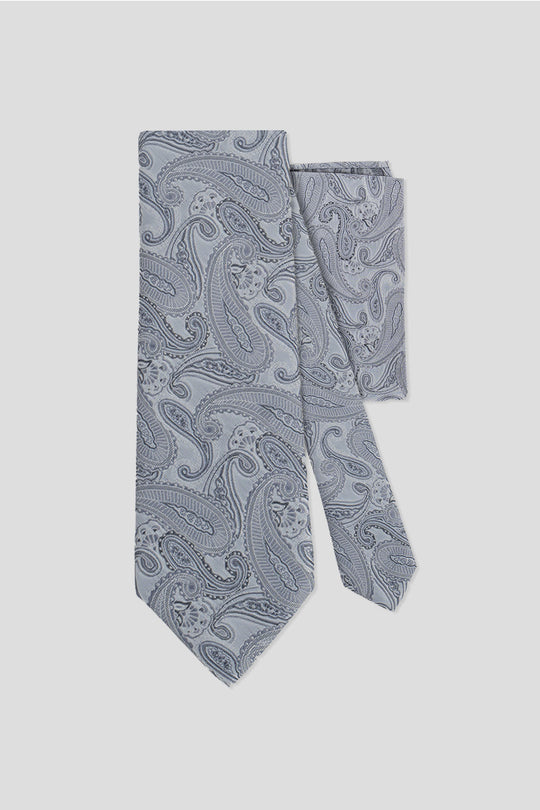 Slips & lommekluds pakke (Sølv paisley) suitclub.dk