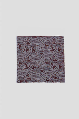 Bordeaux & grå paisley lommeklud PVD