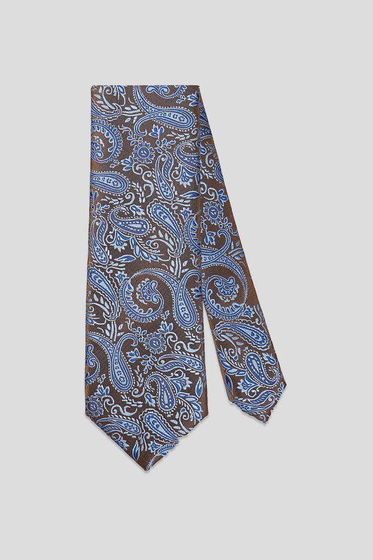 Brun & blå paisley slips PVD