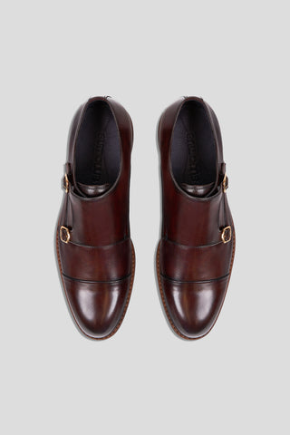 Brun dobbelt monk strap sko Ahler