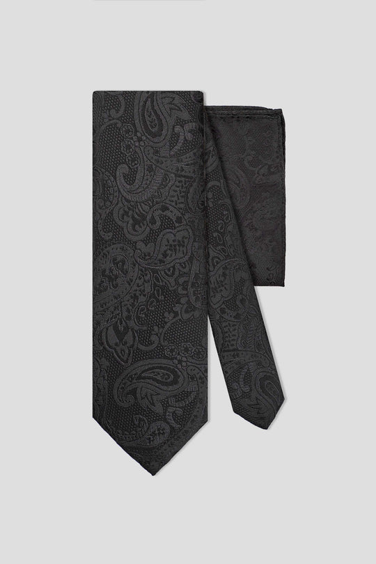 Slips & lommekluds pakke (Sort paisley) suitclub.dk