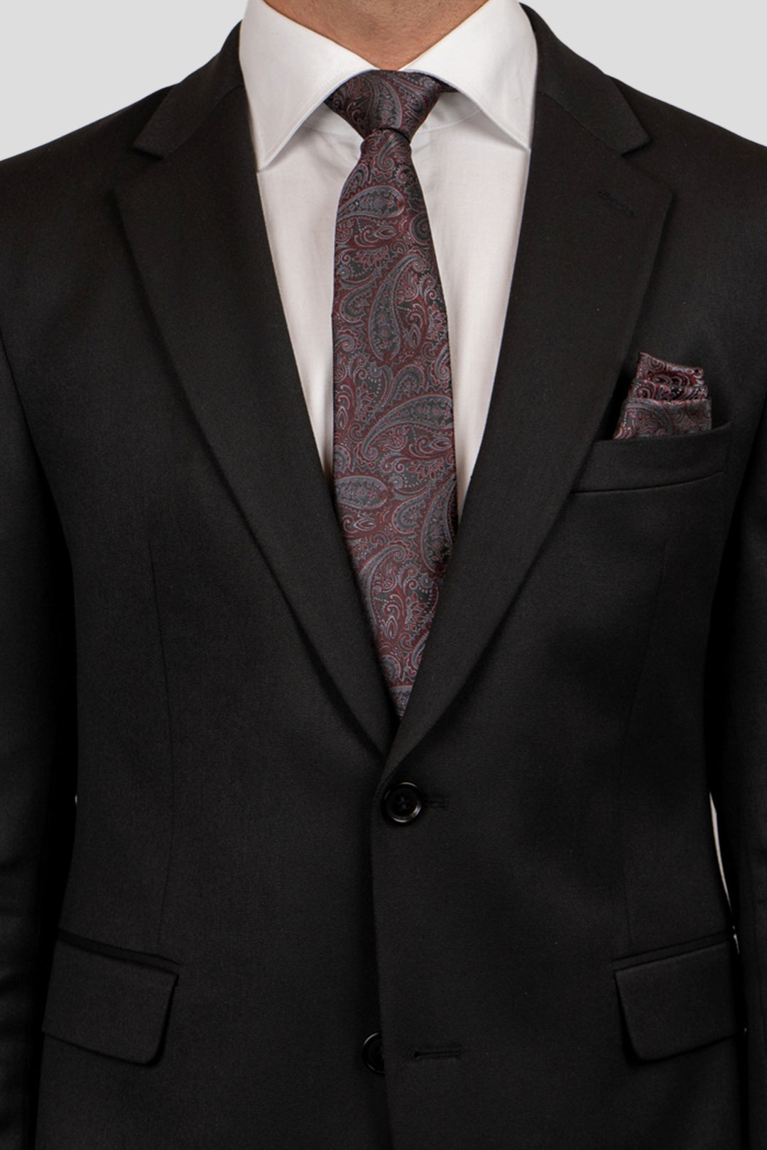 Sort & rød lommeklud med paisley PVD