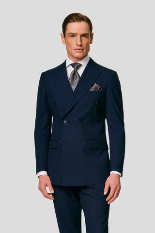 PRESTIGE navy dobbeltradet blazer med tern MBO