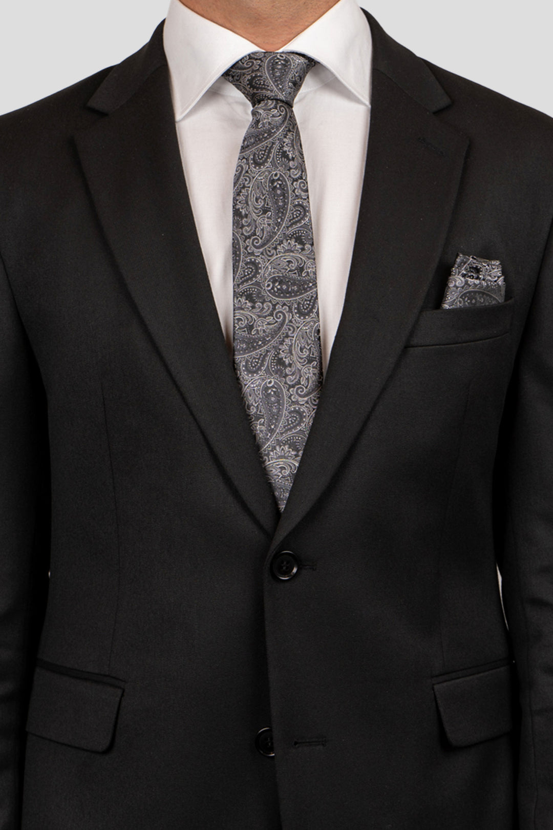 Sort & hvid lommeklud med paisley PVD