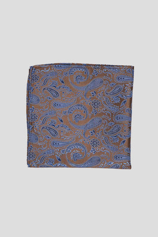 Brun & blå lommeklud med paisley PVD