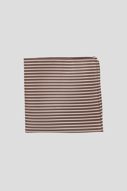 Beige og brunt stribet lommeklud PVD