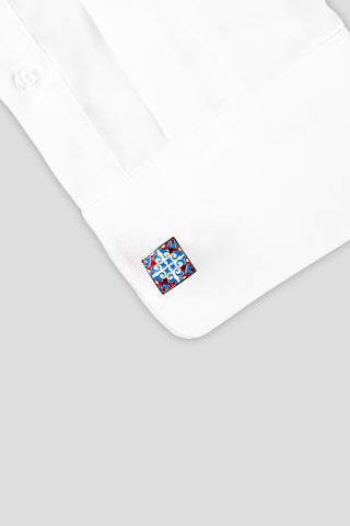 Blå & røde manchetknapper PVD