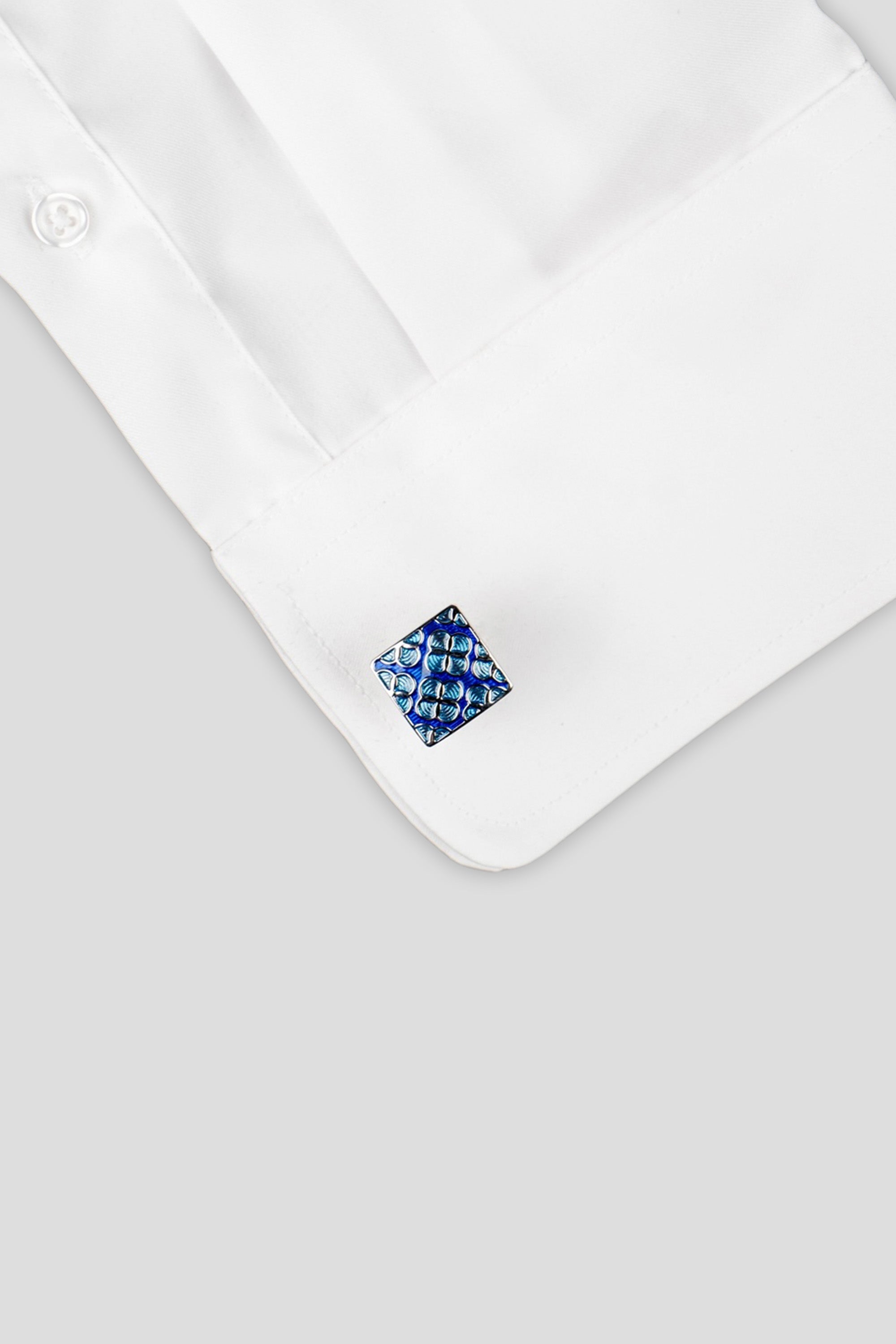 Blomstret blå manchetknapper PVD