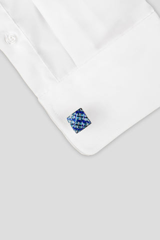 Blomstret blå manchetknapper PVD