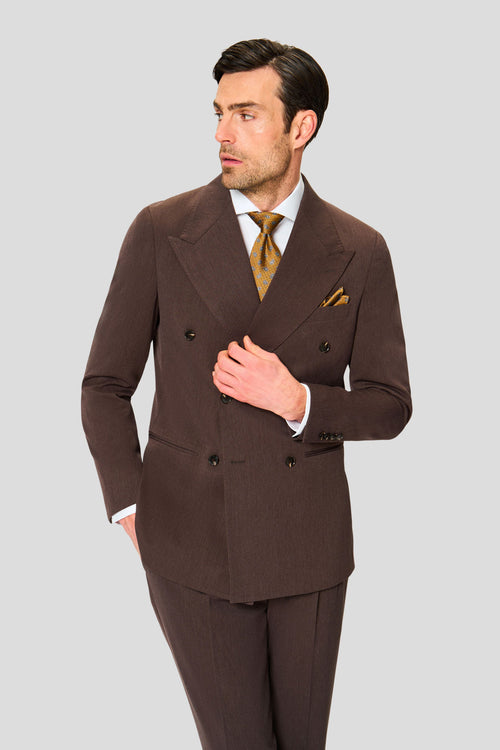 PRESTIGE mørkebrun dobbeltradet blazer