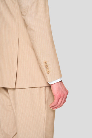 PRESTIGE sand jakkesæt med nålestriber PRESTIGE