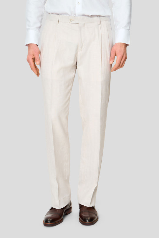 PRESTIGE off-white hørhabitbukser