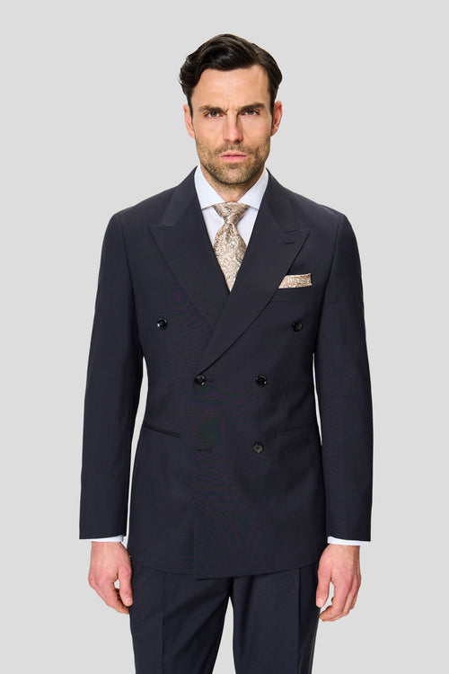 PREMIUM navy dobbeltradet blazer