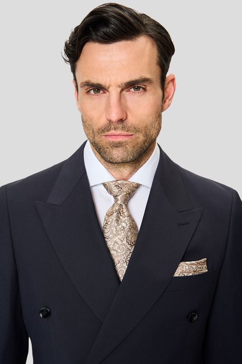 PREMIUM navy dobbeltradet blazer