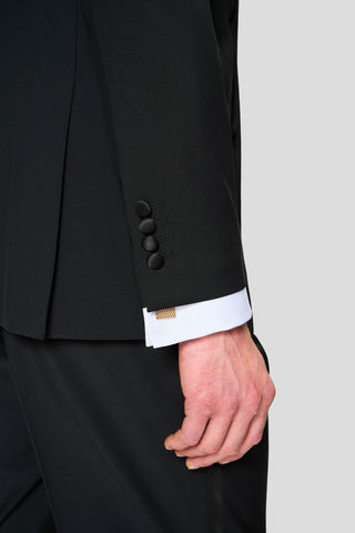 PREMIUM sort dobbeltradet smoking jakkesæt