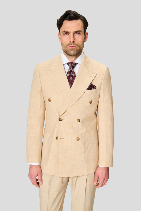 PREMIUM beige dobbeltradet jakkesæt