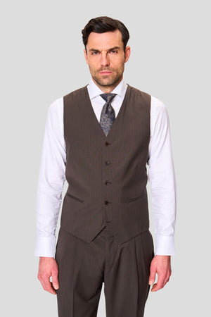 EXCLUSIVE brun vest med nålestriber