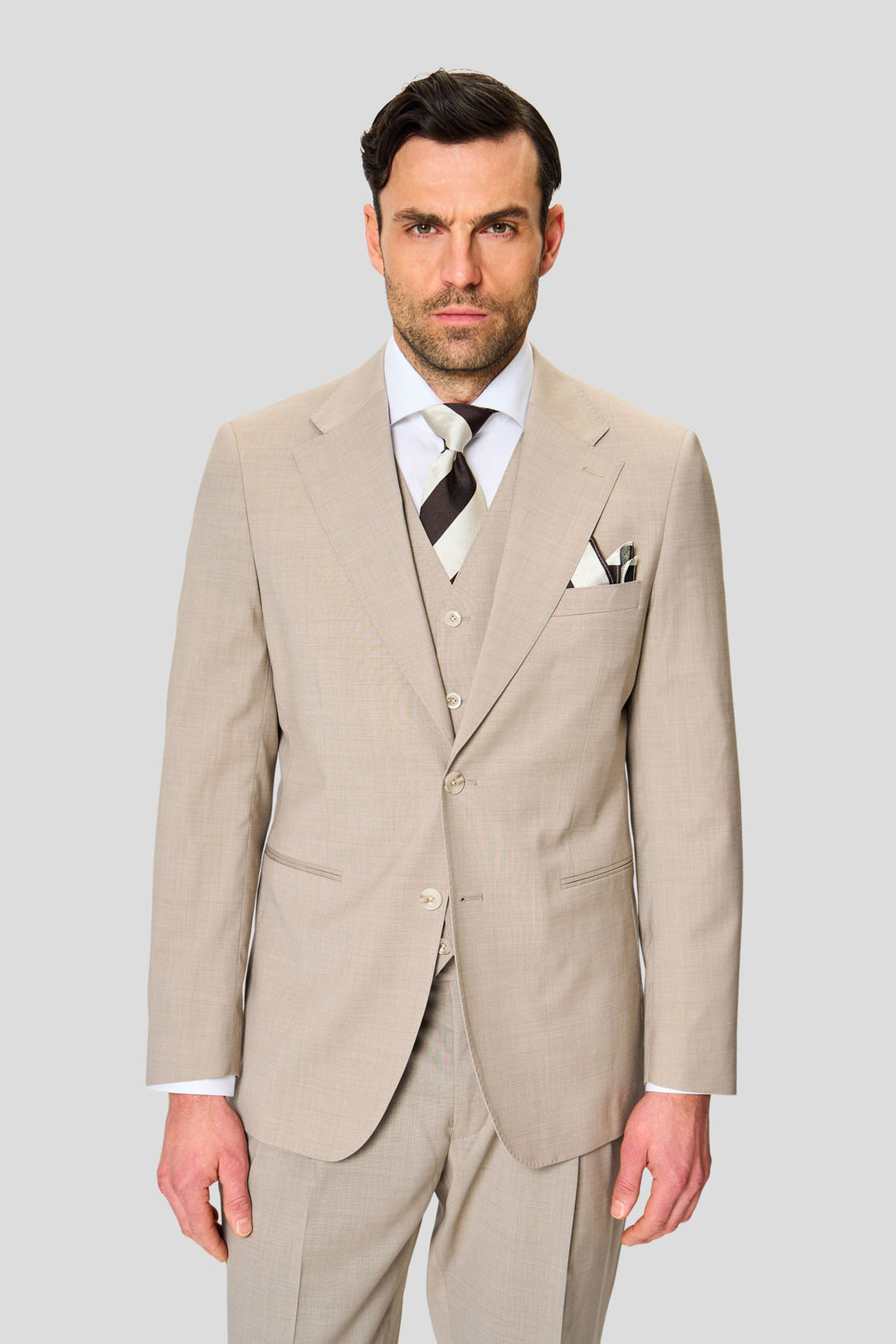 EXCLUSIVE sand three-piece jakkesæt