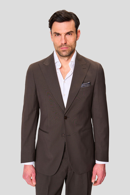 EXCLUSIVE brun blazer med nålestriber