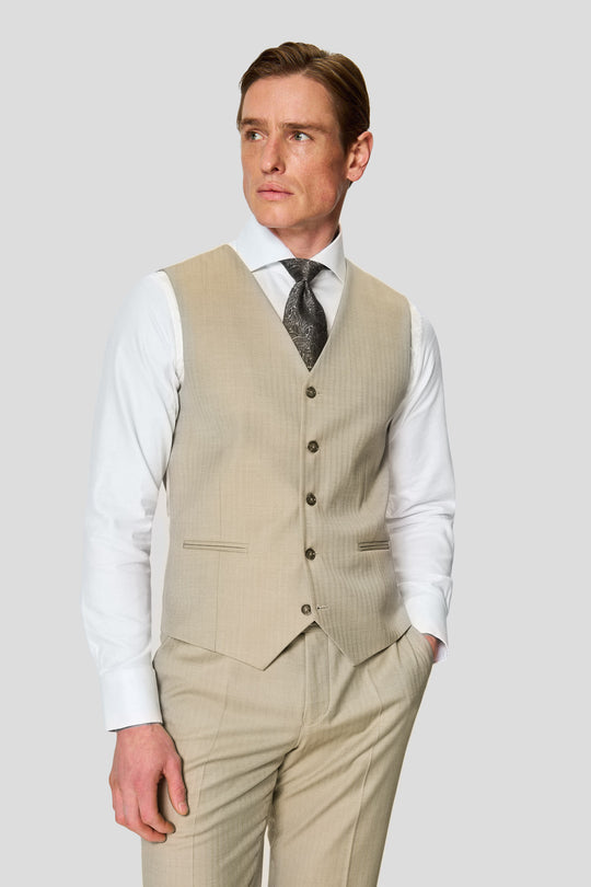 HERITAGE beige three-piece jakkesæt med sildeben
