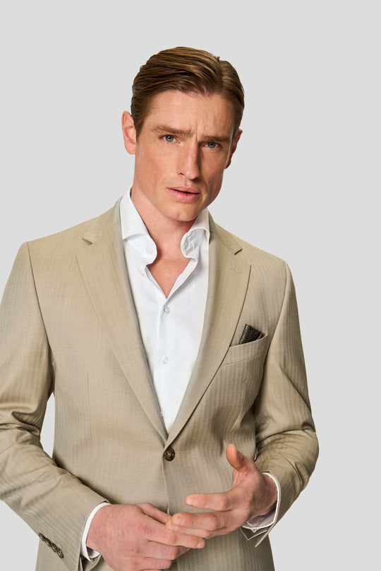 HERITAGE beige jakkesæt med sildeben