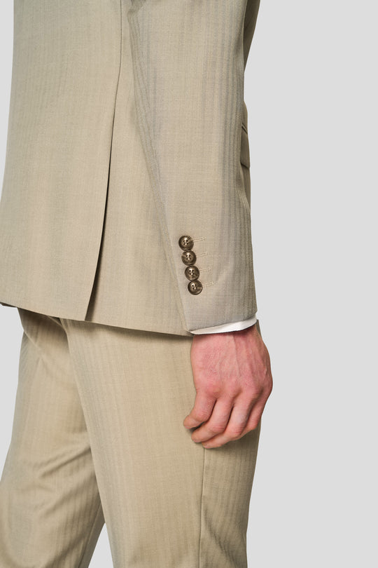 HERITAGE beige jakkesæt med sildeben