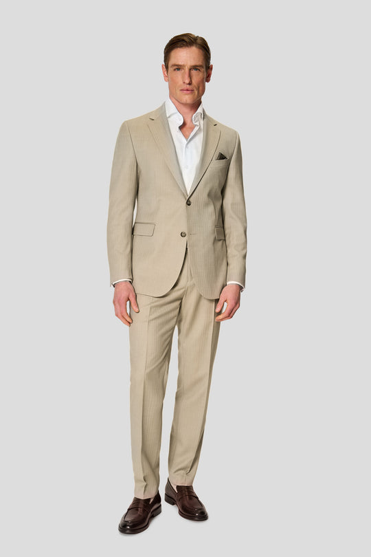 HERITAGE beige jakkesæt med sildeben