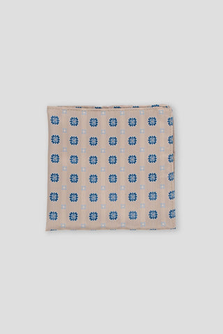 Beige & blåt blomstret lommeklud PVD