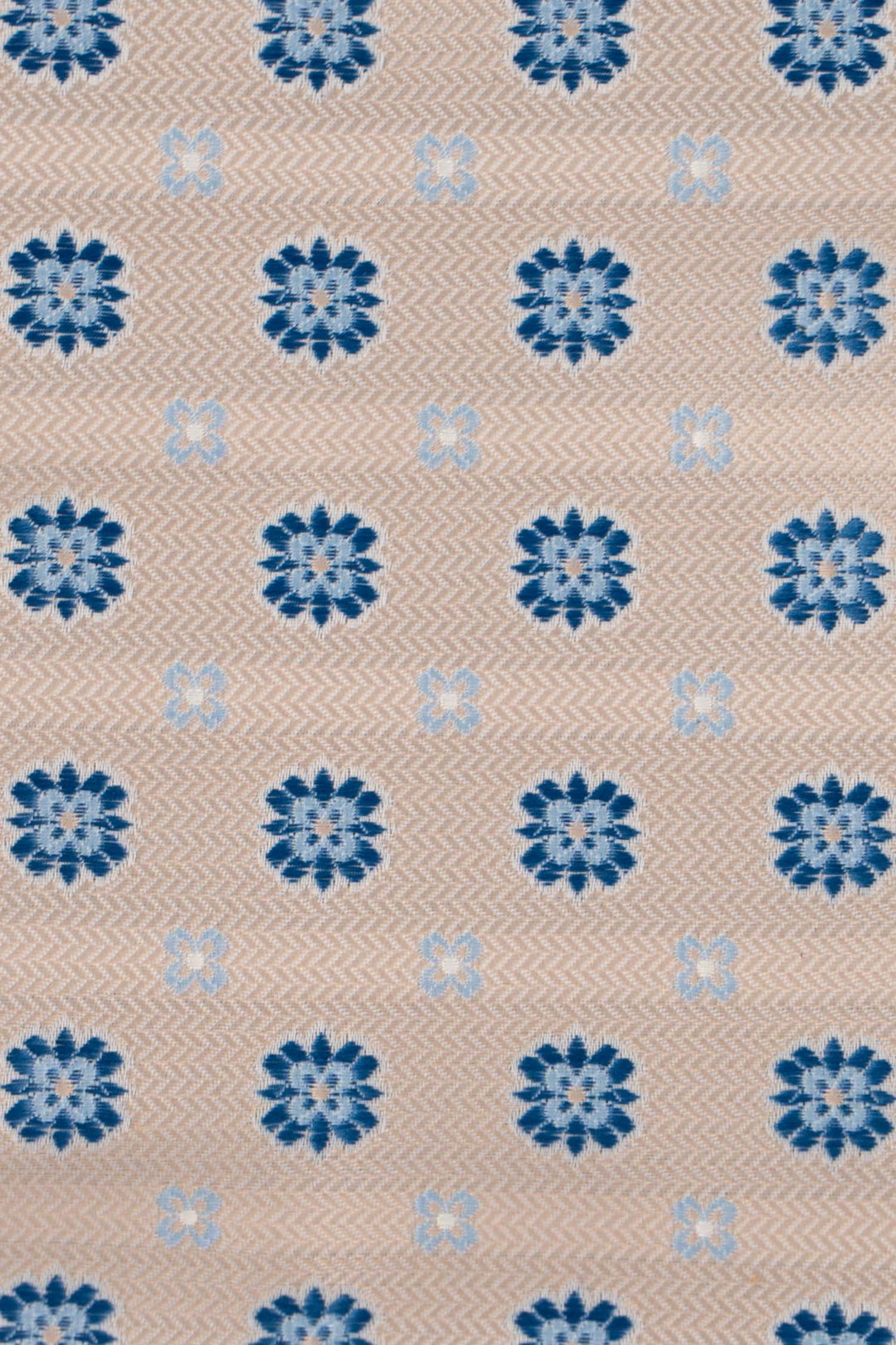 Beige & blåt blomstret lommeklud PVD