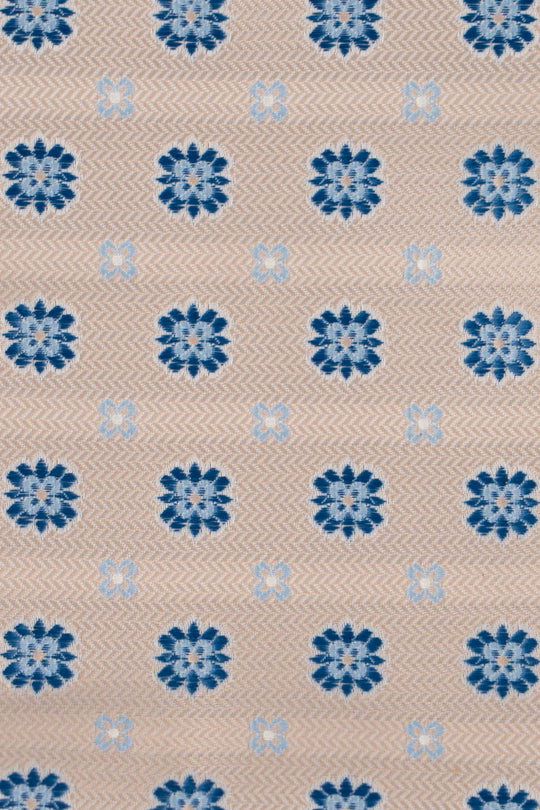 Beige & blåt blomstret lommeklud PVD