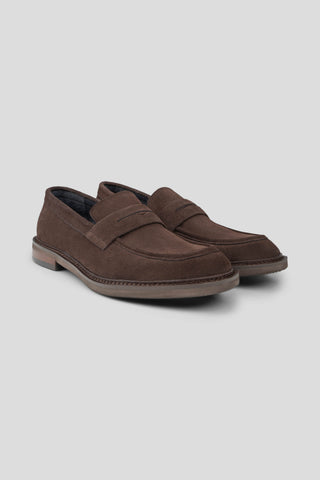 Brune loafers i ruskind Ahler
