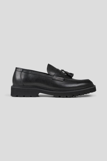 Sort chunky loafer med tassel