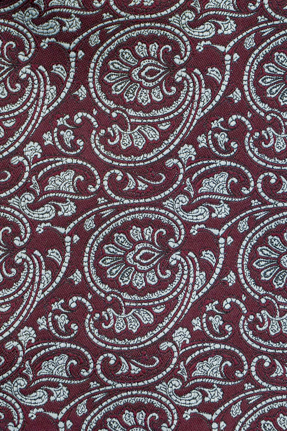 Bordeaux & hvidt paisley slips PVD
