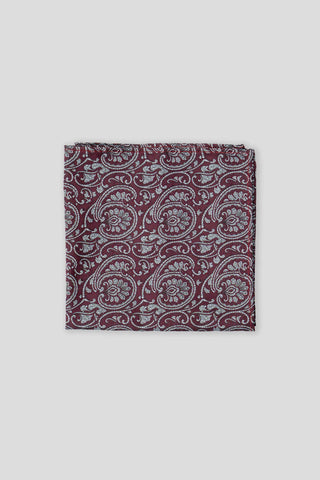 Bordeaux & hvid paisley lommeklud