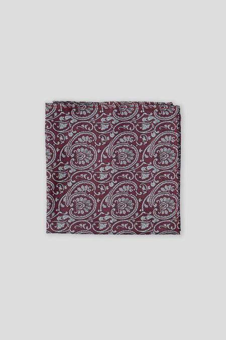 Bordeaux & hvid paisley lommeklud