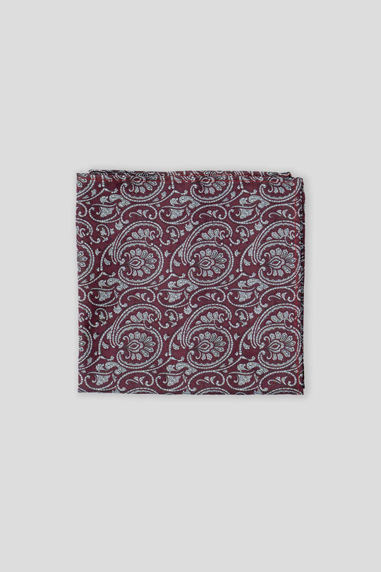 Bordeaux & hvid paisley lommeklud PVD