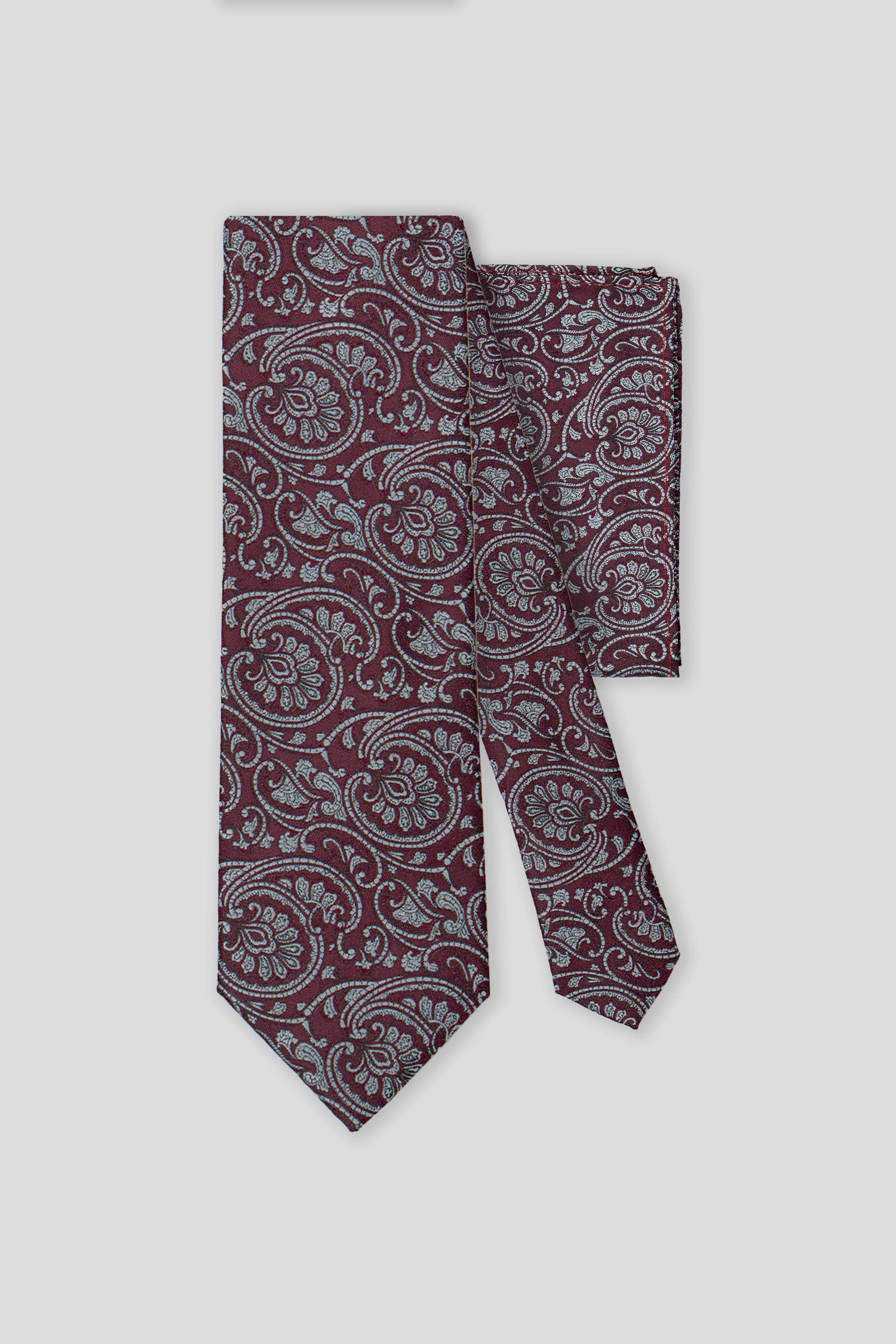 Slips & lommekluds pakke (Bordeaux & hvid paisley) suitclub.dk