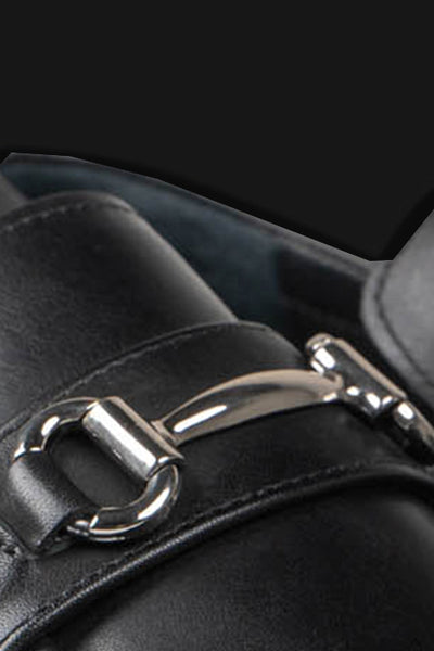 Sort chunky loafer med buckle