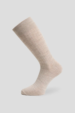 Exclusive lysebrun ribbed uldstrømper
