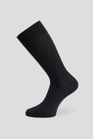 Exclusive sort ribbed uldstrømper Lindner